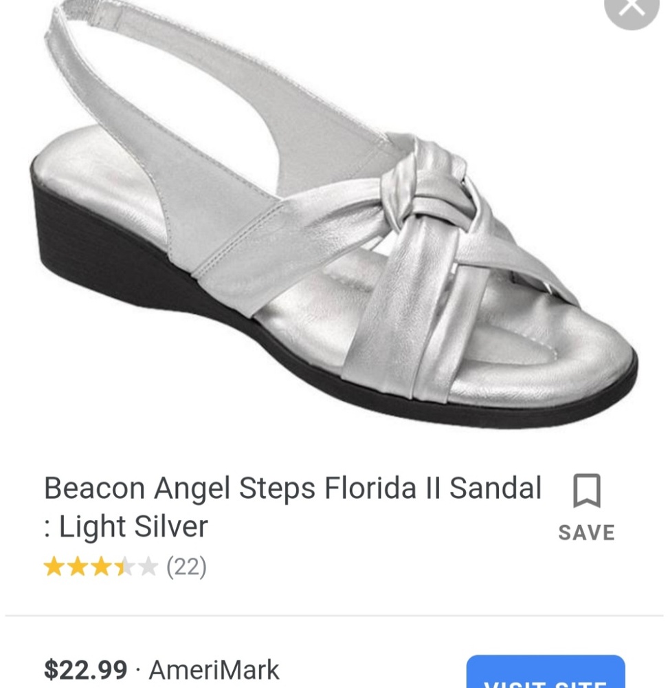 Silver Comfortable Sandals Size 6.5